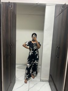 Floral Print Wide Leg Jumpsuit