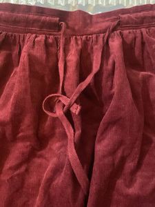 Maroon Velvet Skirt with Cross Charm