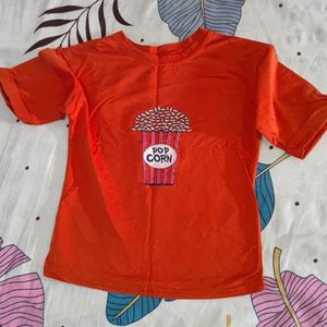 Cute Orange Popcorn Graphic Tee 🧡