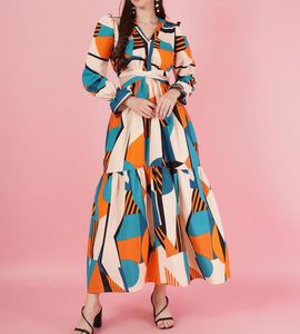 Abstract Print Cutout Midi Dress