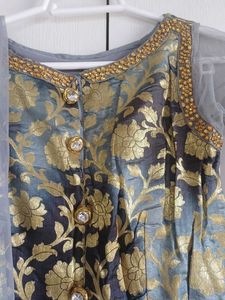 Elegant Grey ethnic gown with Kundan work