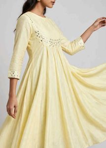 Beautiful Yellow Mirror Work Kurta