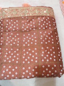 Elegant Peach Saree with Golden Embroidery
