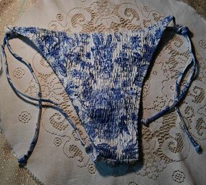 Blue Floral Smocked Bikini Bottom