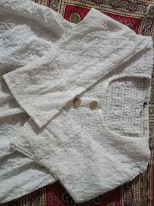 White Kurta with Striped Palazzo