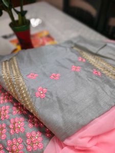 Pink Georgette Saree