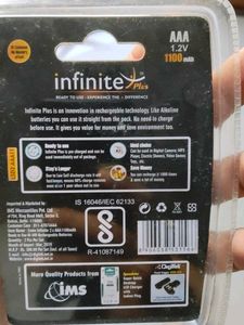 Infinite AAA Rechargeable Batteries(pack of 2)