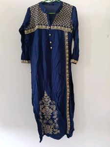 Black Kurta with White Polka Dots