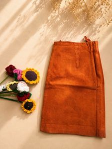 Suede Rust Mini Skirt