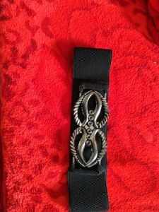 Black Stretchable Broad Belt With Fancy  Buckle