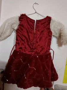 Maroon And White Frock For Winte
