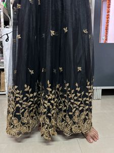Elegant Black &amp; Gold Embroidered Skirt