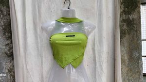 I. Lime Green Asymmetrical Crop Top