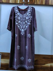 Embroidered Velvet Kurta Set