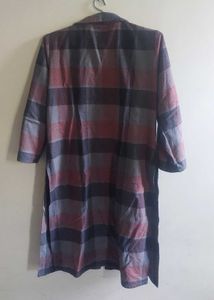 Vintage Plaid Button-Up Long Shirt Jacket