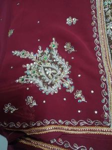 Elegant Maroon Embroidered Saree