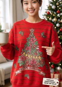 Red Christmas Tree Graphic Sweatshirt
