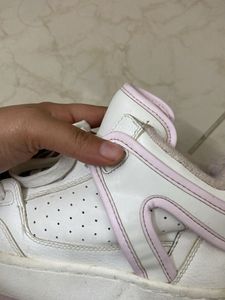 Stylish White &amp; Pink High-Top Sneakers