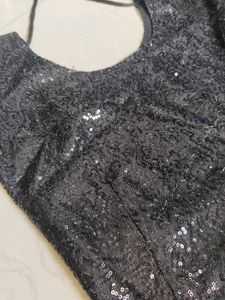 Sparkling Black Sequined Blouse