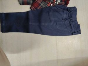 kid's Plaid Shirt and Navy Pants Set