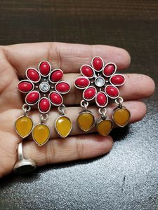 Beautiful And Charming Semi-precious Stone Brass Earrings 👌👌👌👌😊