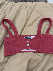 Pretty Little Thing Chic Red Button-Up Crop Top