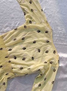 Lemon Yellow Printed Top
