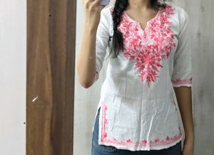 Embroidered White Kurta