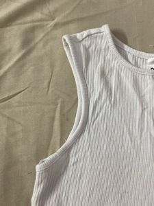White Ribbed Asymmetrical Tank Top