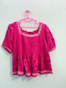 Vibrant Pink Embroidered Kurta
