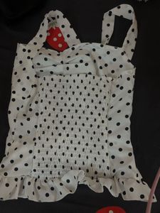 Cute Polka Dot Ruffle Halter Top
