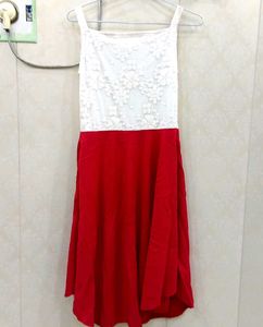 Elegant White &amp; Red Dress