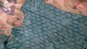 Beautiful Teal Leaf Print kurta dupatta