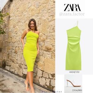 ZARA One-Shoulder Midi Bodycon Dress