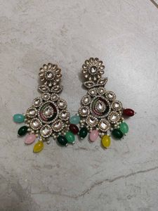 Designer Earrings with Multicolored Beads