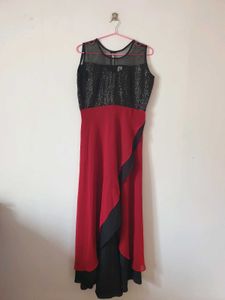 Cherry Red & Black High Low Dress