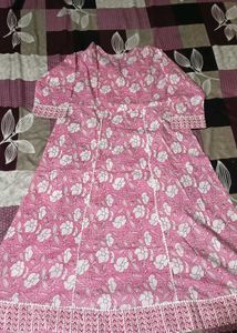 new Pink Floral Print Kurta set with dupatta