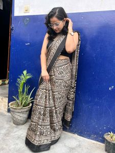 Elegant Black & White Saree