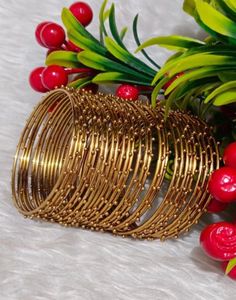 Gold Tone Beaded Bangles Set