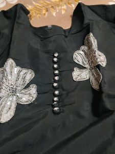 unused Elegant Black Kurta with Embellishments