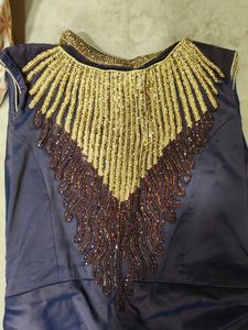 Elegant Navy Blue Embellished Gown