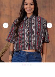 SHIONS Women's Ethnic Crop Shirt