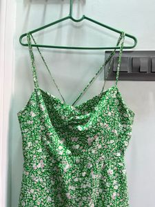 Zara Green Floral Print Midi Dress
