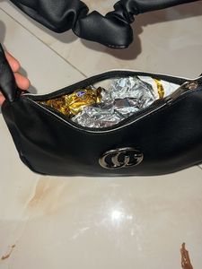 Black Hobo Bag with Silver Hardware