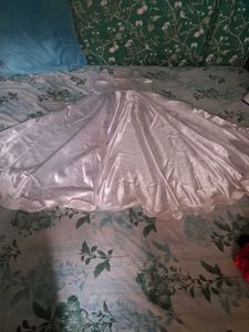 white 5 mtr flare anarkali dress
