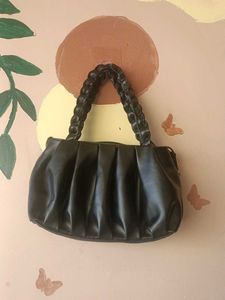 Chic Black Ruched Handbag