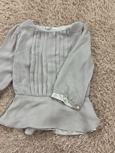 Elegant Pleated Grey Blouse