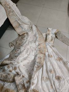 Elegant White &amp; Gold Ethnic Gown