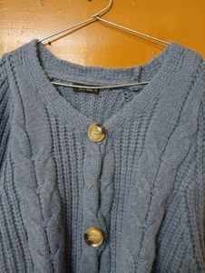 Korean Blue Stylish Wool Cardigan