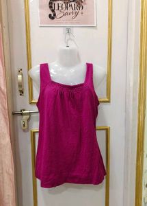 Vibrant Pink Square Neck Tank Top